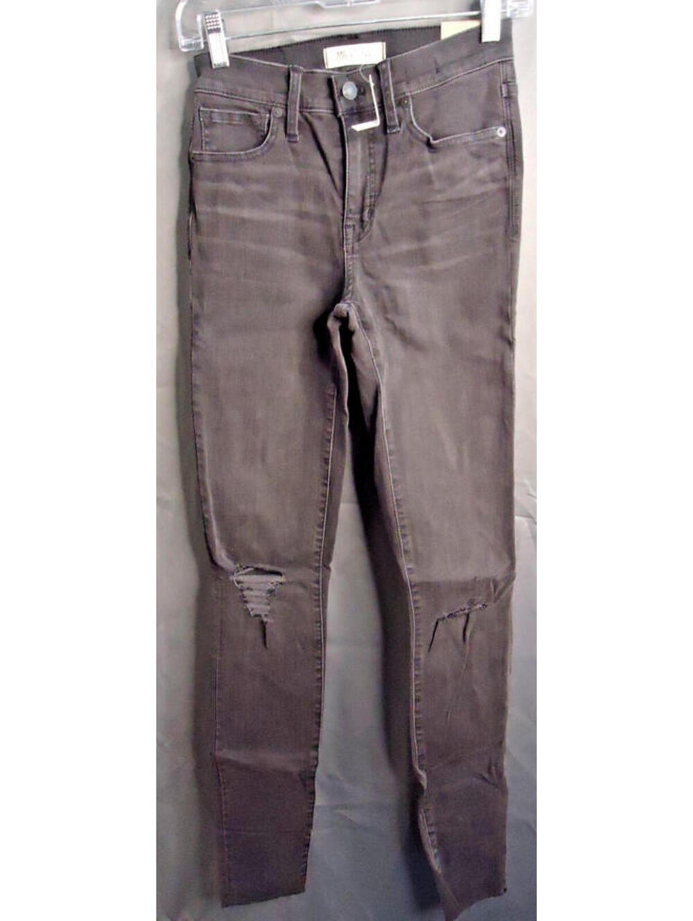 Madewell 9" High-Rise Skinny Denim Jean Sz 25 Tall Distressed Black Magic Pocket